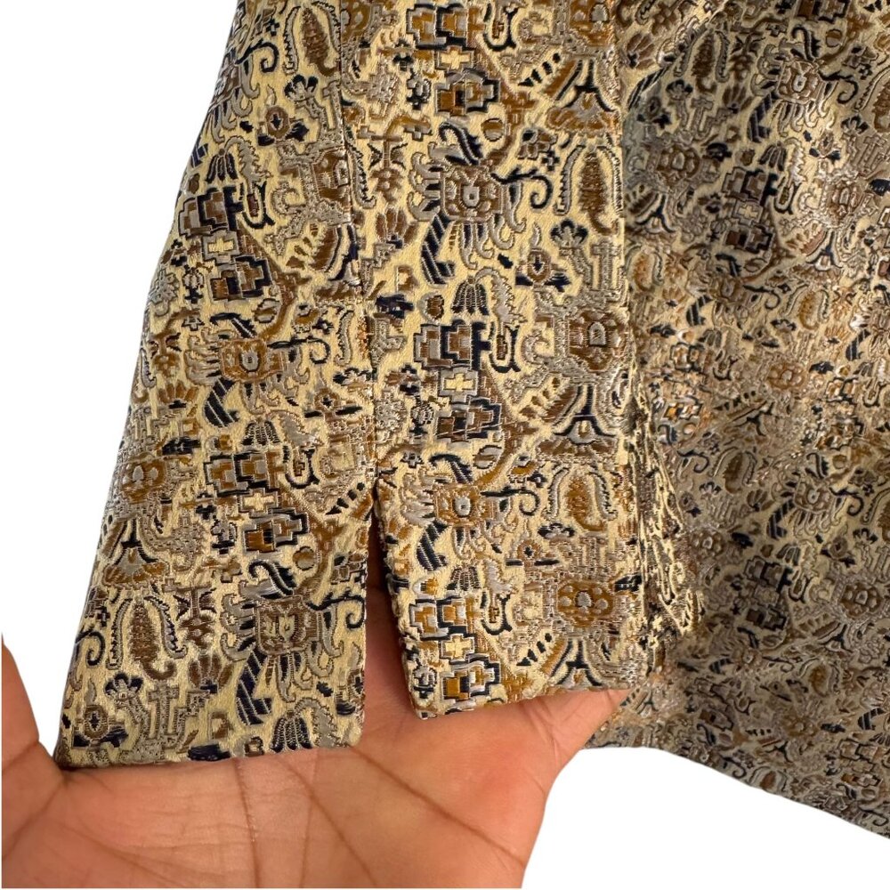 Chico's Women's Metallic Gold Jacquard Tandie Blazer Jacket Size 2 (US L/12) - Picture 6 of 12